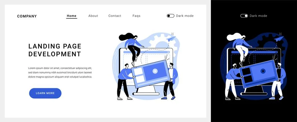 Landing page development vector concept landing page. Stock-Illustration