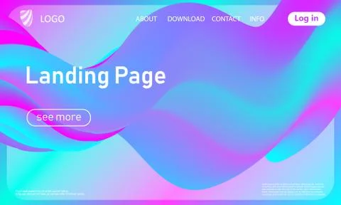 Landing page. Flow shape. Fluid background. Vector Illustrazione stock