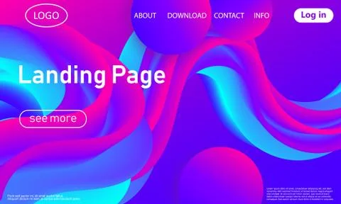 Landing page. Flow shape. Fluid background. Vector Illustrazione stock