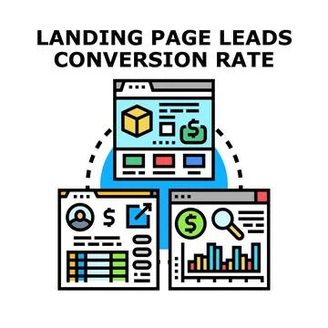 Landing page leads conversion rate concept illustration Stock Illustration