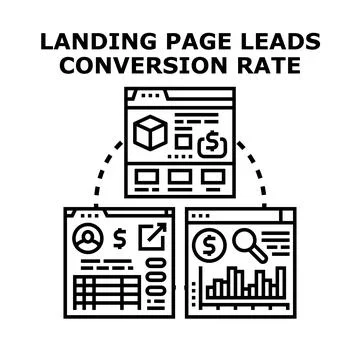 Landing page leads conversion rate concept illustration Stock Illustration