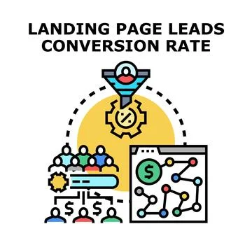 Landing page leads conversion rate marketing funnel Stock Illustration
