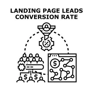 Landing page leads conversion rate marketing funnel Stock Illustration