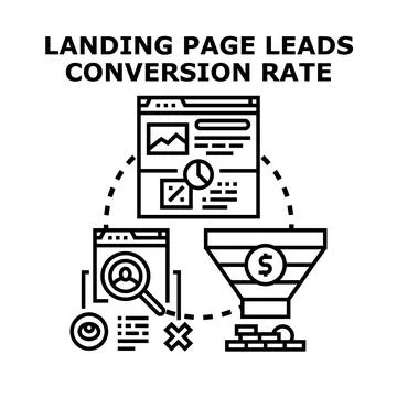 Landing page leads generation conversion rate concept Stock Illustration