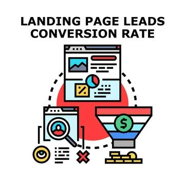 Landing page leads generation conversion rate concept Stock Illustration