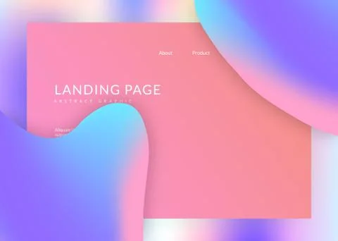 Landing page with liquid dynamic elements and fluid shapes. Illustrazione stock