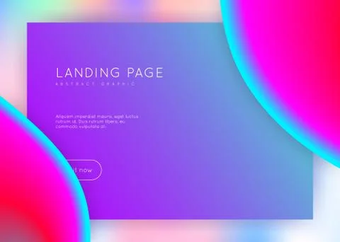 Landing page with liquid dynamic elements and fluid shapes. Stock Illustration