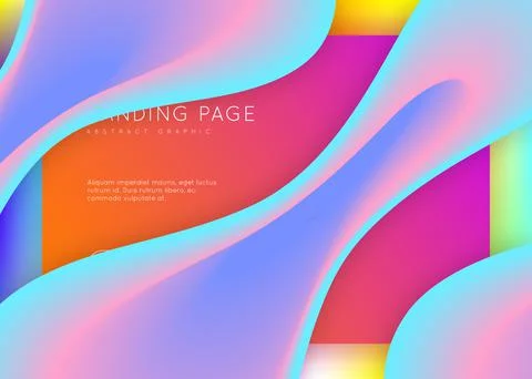 Landing page with liquid dynamic elements and fluid shapes. Stockillustratie