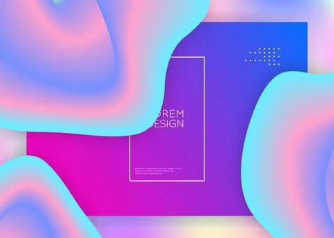 Landing page with liquid dynamic elements and fluid shapes. Illustrazione stock