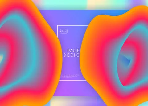 Landing page with liquid dynamic elements and fluid shapes. Illustrazione stock