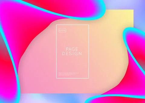 Landing page with liquid dynamic elements and fluid shapes. 库存插图