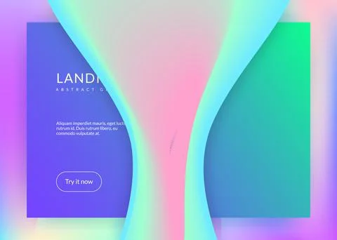Landing page with liquid dynamic elements and fluid shapes. Illustrazione stock
