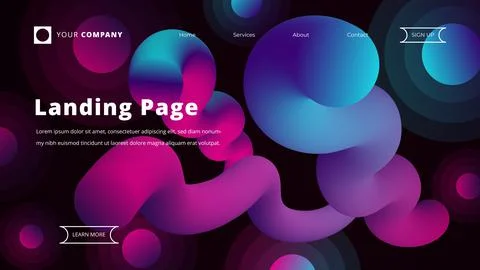 Landing page multi-colored design on dark vector illustration. イラスト素材