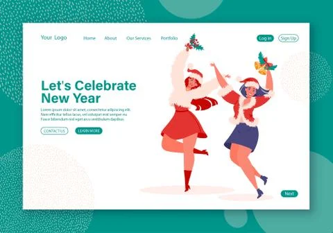 Landing Page New Year celebration Stock Illustration
