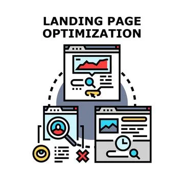 Landing page optimization process for digital marketing success Stock Illustration