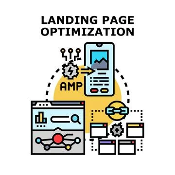 Landing page optimization for web design and digital marketing Stockillustratie