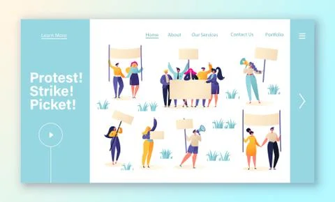 Landing Page Protest Stock Illustration