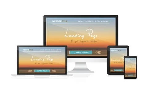 Landing page in responsive web design for your website presentation. Stock Illustration