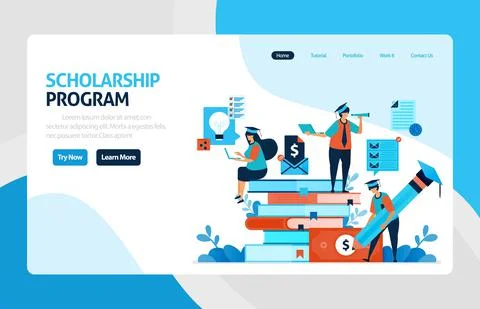 Landing page for scholarship education program, open donations and funding fo Stock Illustration