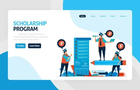 Landing page for scholarship education program, open donations and funding fo Stock Illustration