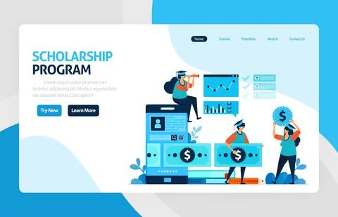 Landing page for scholarship education program, open donations and funding fo Stock Illustration