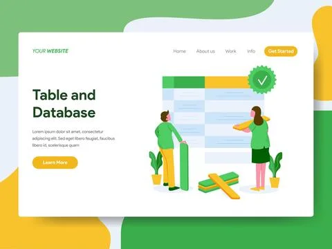 Landing page. Table and Database Illustration Concept Stock Illustration