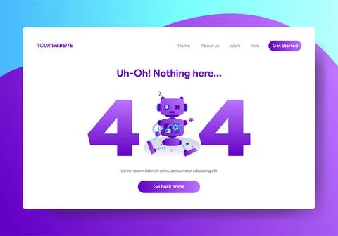 Landing page template of 404 error Stock Illustration