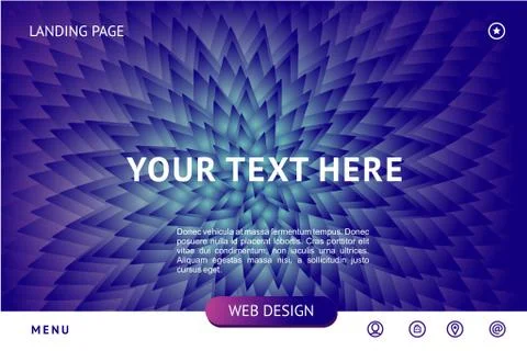 Landing page template with abstract vector shape. Futuristic design, vibrant 스톡 일러스트