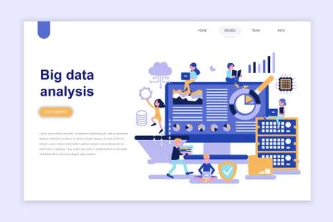 Landing page template of big data analysis 스톡 일러스트