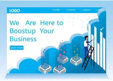 Landing page template of Boost your business.Can use for web banner Stock Illustration