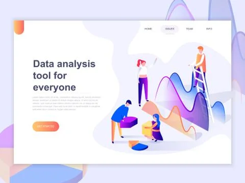 Landing page template of data analysis イラスト素材