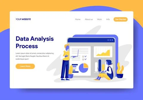 Landing page template of Data Analysis Process Illustrazione stock