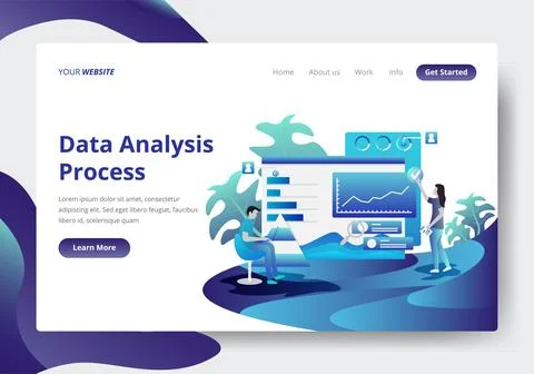 Landing page template of Data Analysis Process Stock Illustration