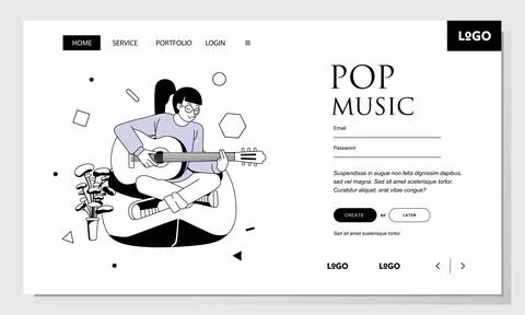 Landing page template image vector illustration of women sitting on the bean Stock Illustration