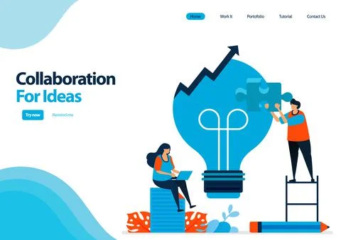 Landing page template of improve the problem solving process with collaborati Illustrazione stock