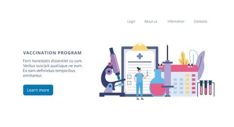 Landing page template for program vaccination. Stock Illustration