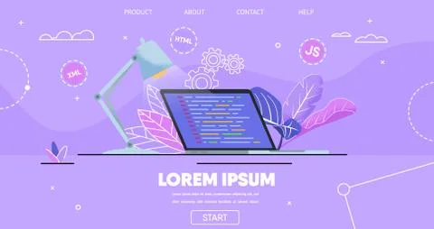 Landing Page Template for Software Development Stock Illustration
