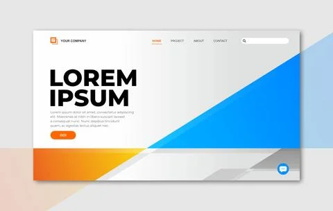 Landing page template with triangle geometry shape on white background Illustrazione stock
