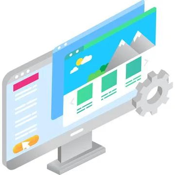 Landing page vector 3d computer icon isolated Illustrazione stock