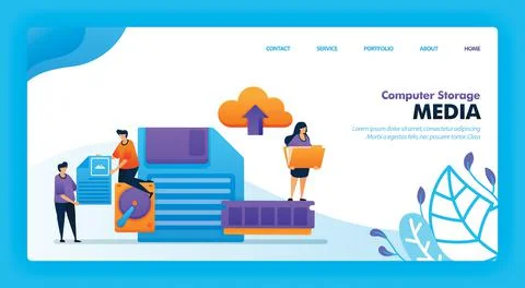 Landing page vector design of Computer Storage Media. Easy to edit and custom Illustrazione stock