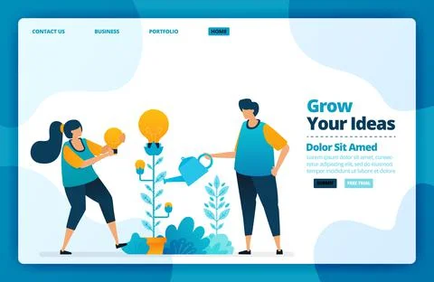 Landing page vector design of growing your idea. Design for website, web, ban Illustrazione stock
