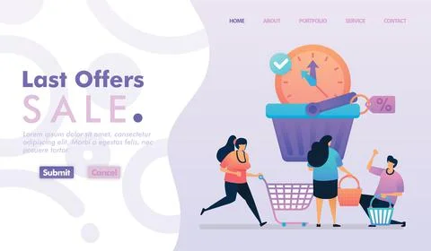 Landing page vector design of Last Offers Sale. Easy to edit and customize. M Ilustración de archivo