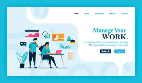 Landing page vector design of Manage Your Work. Easy to edit and customize. M 스톡 일러스트