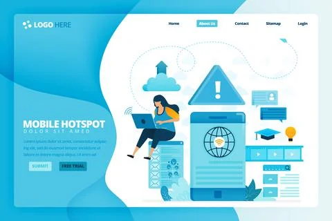Landing page vector design of wifi and hotspot. Design for website, web, bann Stock Illustration