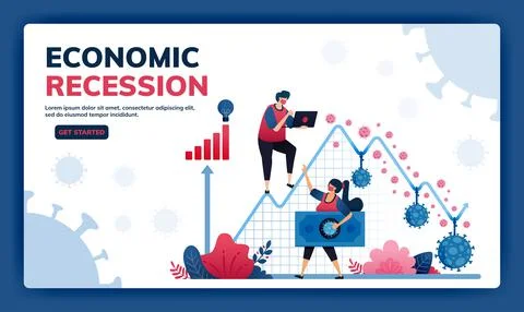 Landing page vector illustration of failure and negative economic growth due  Stock Illustration