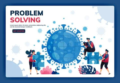 Landing page vector illustration of teamwork and brainstorming to solve probl Stock Illustration