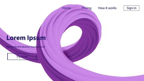 Landing page website layout abstract background. Vibrant bright freeform Stock Illustration