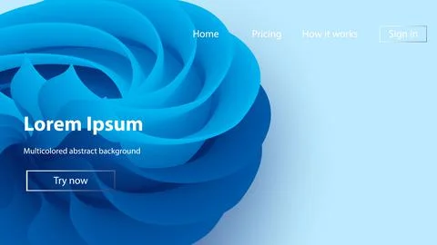 Landing page website layout abstract background. Vibrant bright freeform Stock Illustration