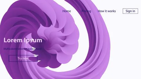 Landing page website layout abstract background. Vibrant bright freeform Stock Illustration
