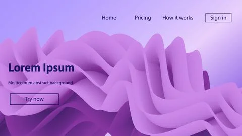 Landing page website layout abstract background. Vibrant bright freeform Stock Illustration